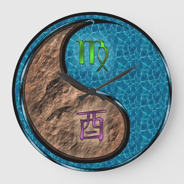 Virgo & Water Rooster Large Clock (Front)