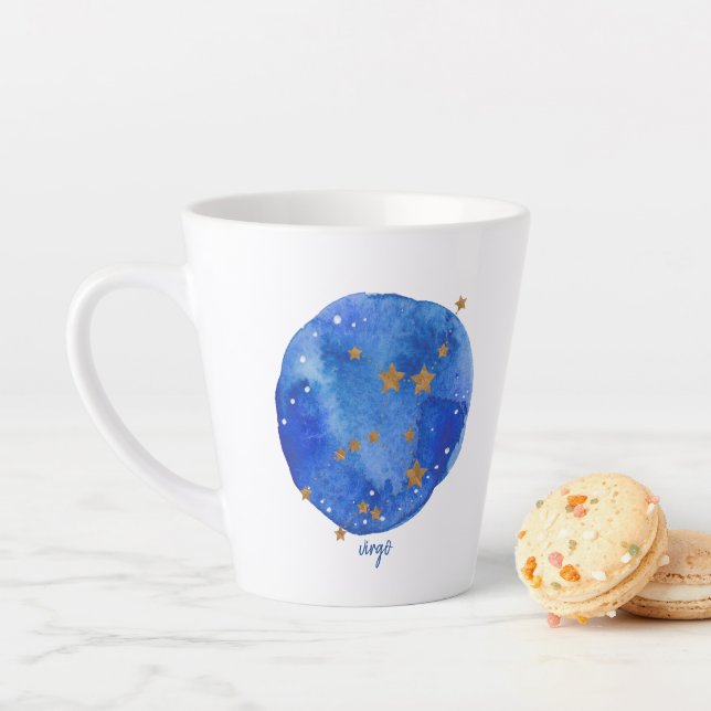 Virgo Watercolor Night Sky Constellation Zodiac Latte Mug (In Situ)
