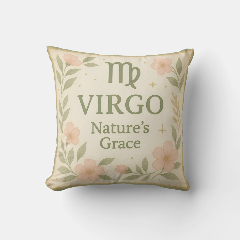 Virgo Soft Floral Zodiac Watercolor Pillow