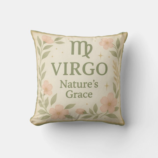 Virgo Watercolor Pillow – Soft Floral Zodiac Home  (Front)