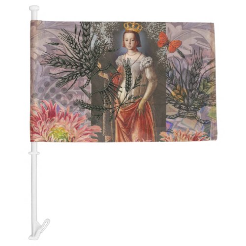 Virgo Woman Astrology Whimsical Portrait Car Flag