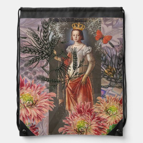 Virgo Woman Astrology Whimsical Portrait Drawstring Bag