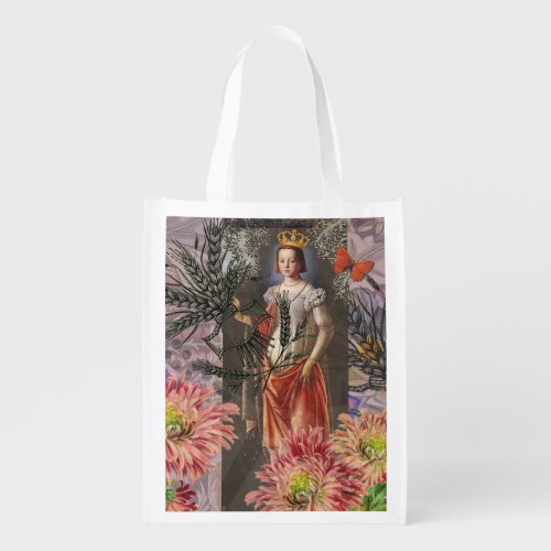 Virgo Woman Astrology Whimsical Portrait Grocery Bag