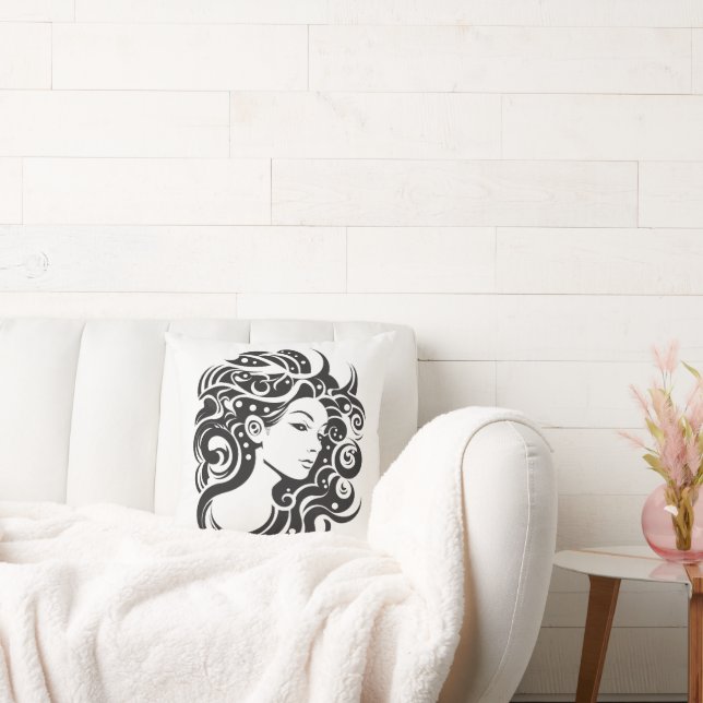 Virgo Woman female portrait  Throw Pillow (Couch)