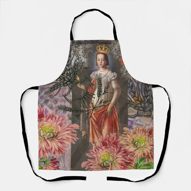 Virgo Woman Portrait Antique Colorful Rich Apron (Front)