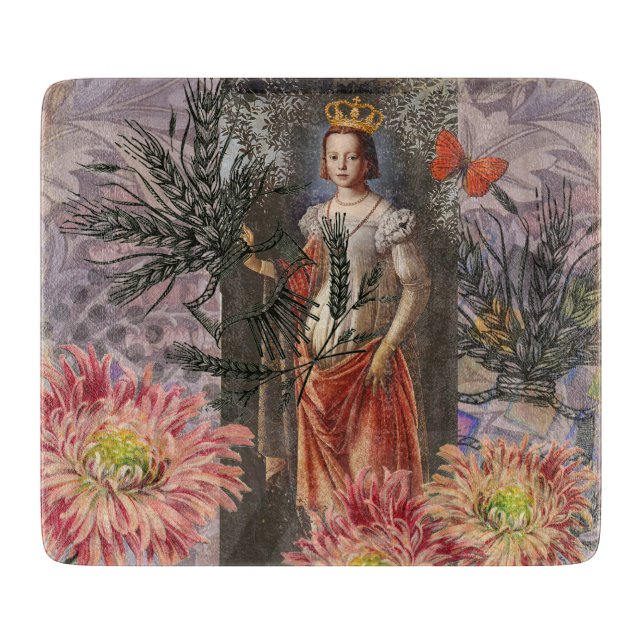 Virgo Woman Portrait Antique Colorful Rich Cutting Board (Front)