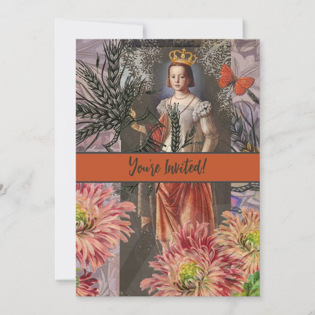 Virgo Woman Portrait Antique Colorful Rich Invitation (Front)