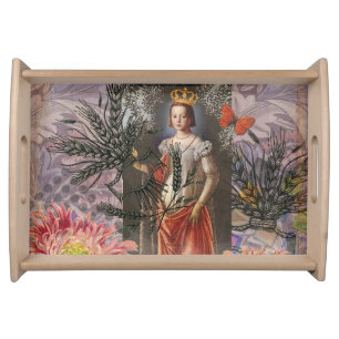 Virgo Woman Portrait Antique Colorful Rich Serving Tray