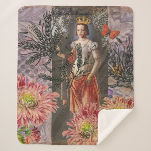 Virgo Woman Portrait Antique Colorful Rich Sherpa Blanket