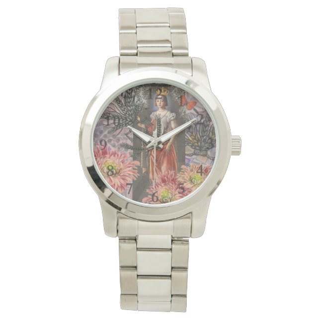 Virgo Woman Portrait Antique Colorful Rich Watch (Front)