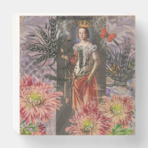 Virgo Woman Portrait Antique Colorful Rich Wooden Box Sign