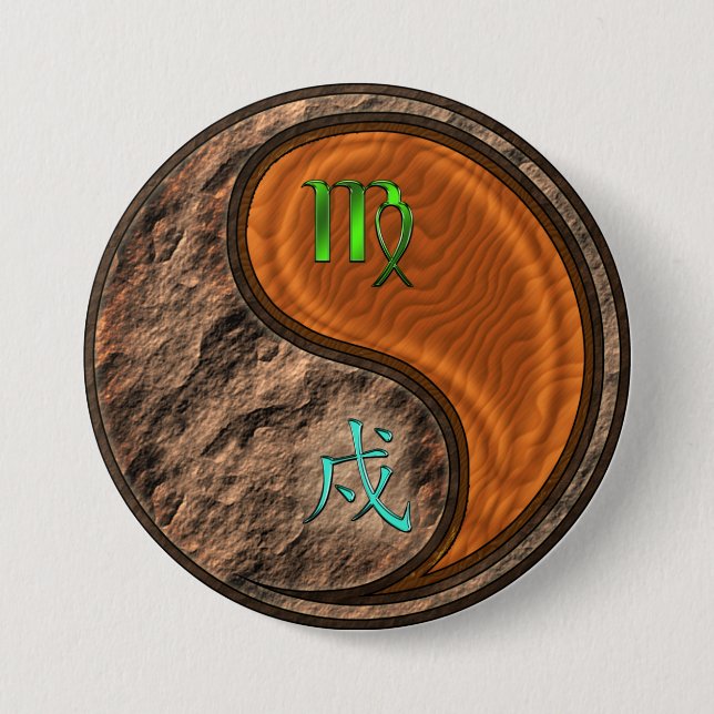 Virgo & Wood Dog Button (Front)