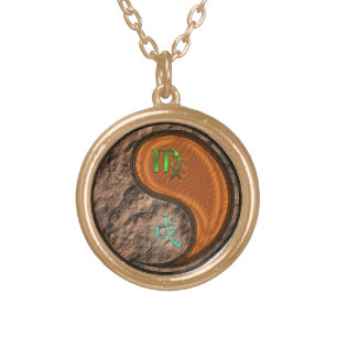 Virgo & Wood Dog Gold Plated Necklace
