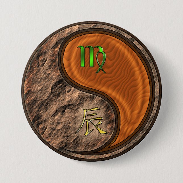 Virgo & Wood Dragon Button (Front)