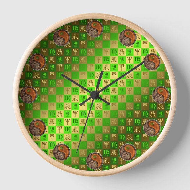 Virgo & Wood Dragon Clock (Front)