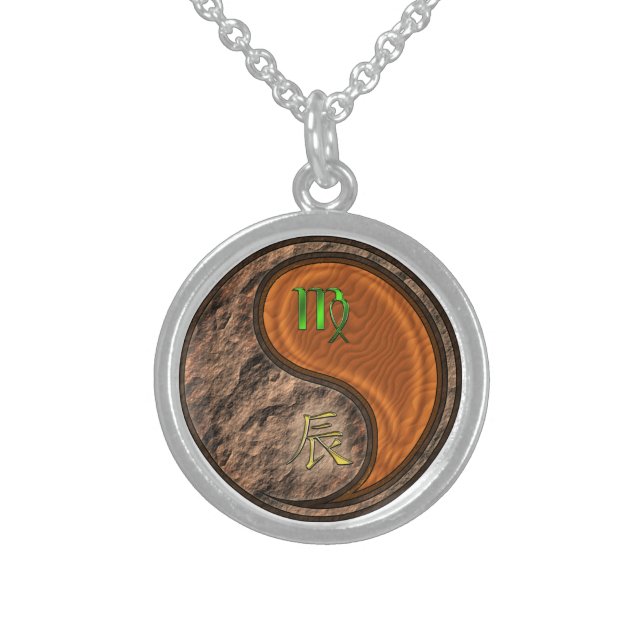 Virgo & Wood Dragon Sterling Silver Necklace (Front)