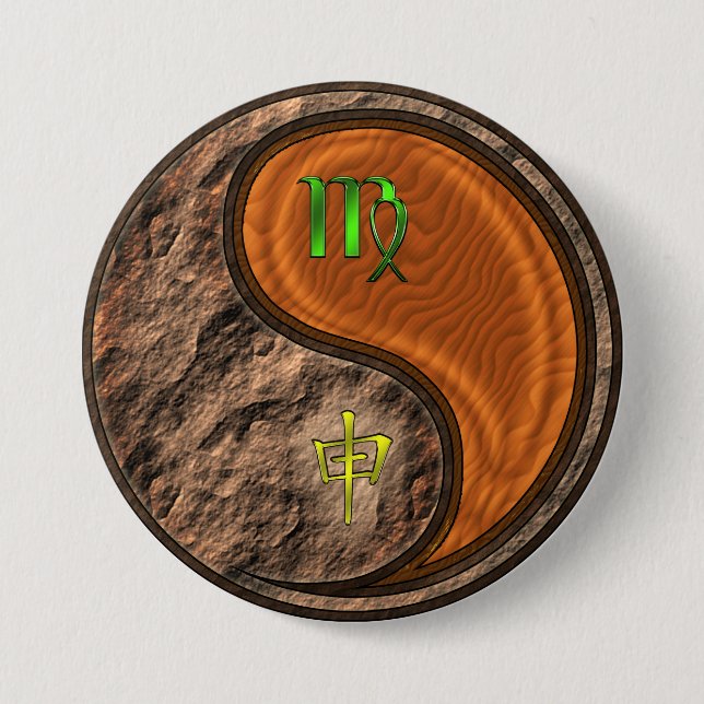 Virgo & Wood Monkey Button (Front)