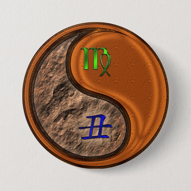 Virgo & Wood Ox Button (Front)