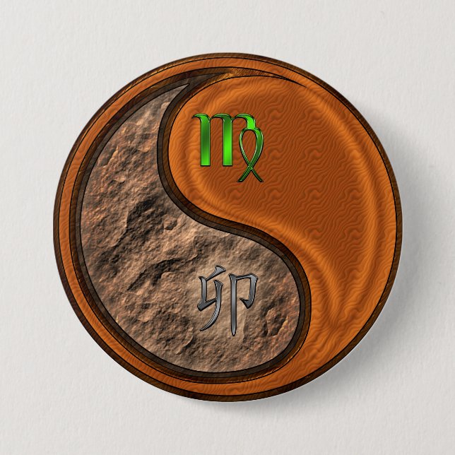 Virgo & Wood Rabbit Button (Front)
