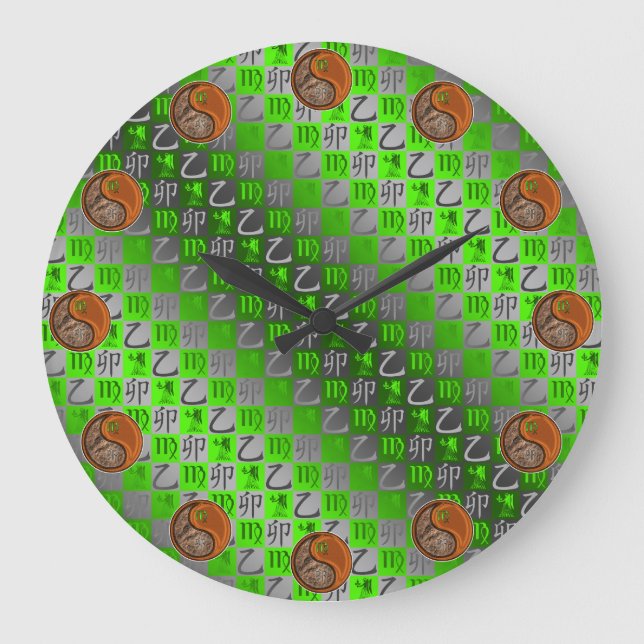 Virgo & Wood Rabbit Large Clock (Front)
