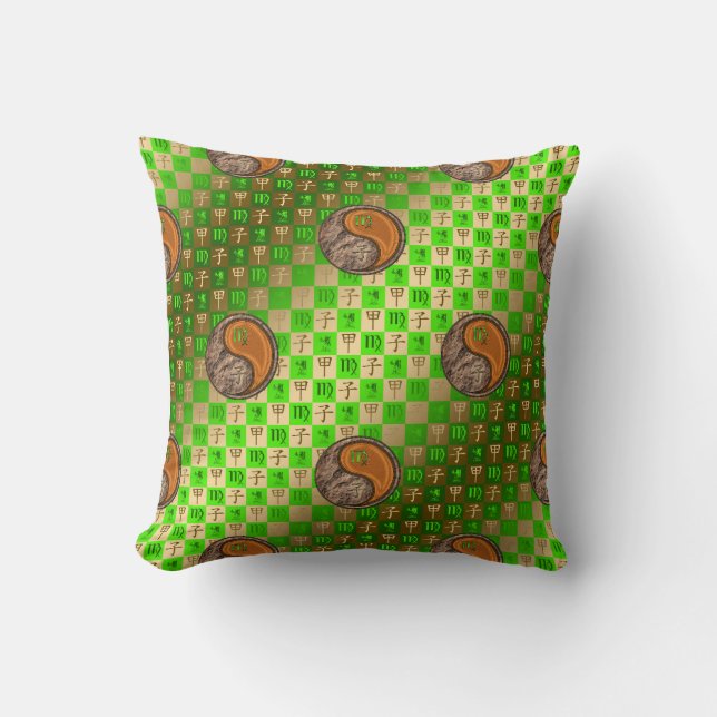 Virgo & Wood Rat Throw Pillow (Front)