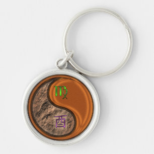 Virgo & Wood Rooster Keychain