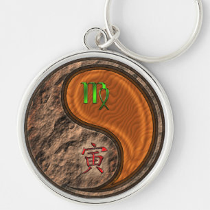 Virgo & Wood Tiger Keychain