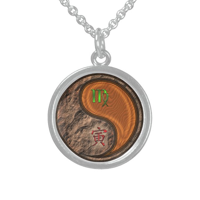 Virgo & Wood Tiger Sterling Silver Necklace (Front)