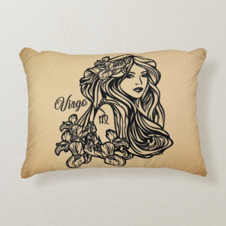 Virgo Zodiac Antique Look Accent Pillow