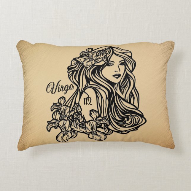 Virgo Zodiac Antique Look Accent Pillow (Front)