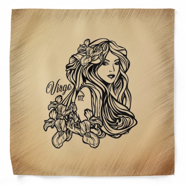 Virgo Zodiac Antique Look Bandana (Front)