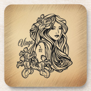Virgo Zodiac Antique Look Beverage Coaster