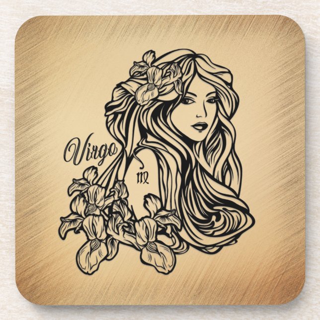 Virgo Zodiac Antique Look Beverage Coaster (Front)