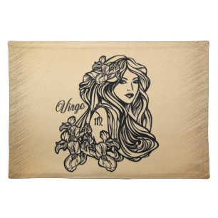 Virgo Zodiac Antique Look Cloth Placemat