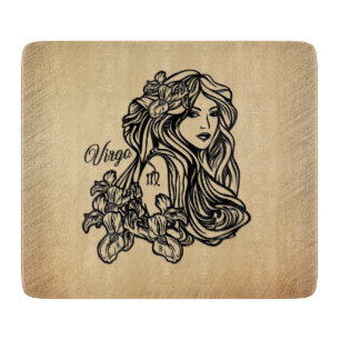 Virgo Zodiac Antique Look Glass Cutting Board