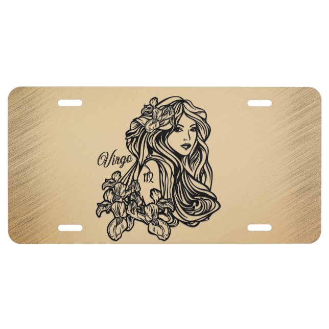 Virgo Zodiac Antique Look License Plate (Front)