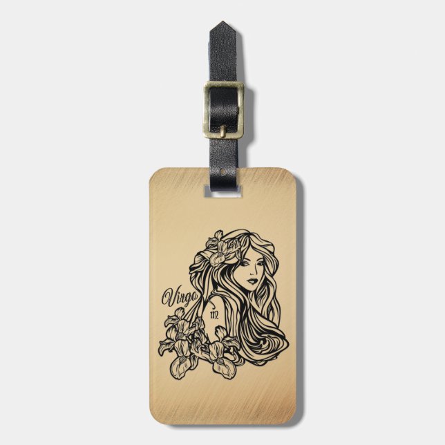 Virgo Zodiac Antique Look Luggage Tag (Front Vertical)