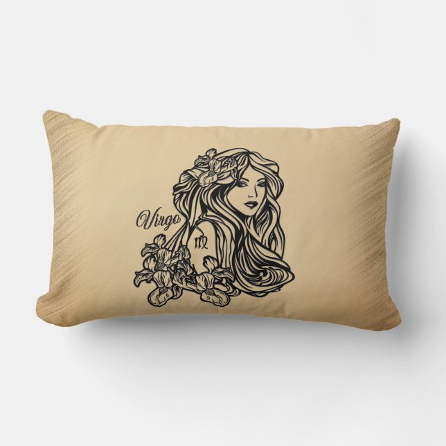 Virgo Zodiac Antique Look Lumbar Pillow (Front)
