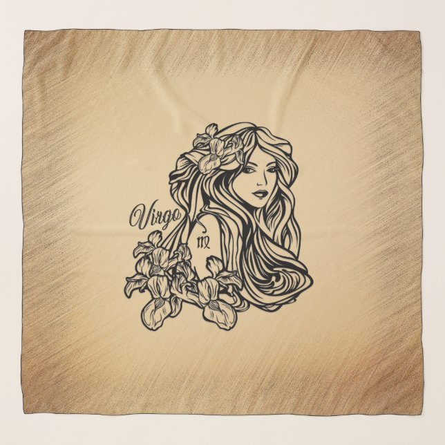 Virgo Zodiac Antique Look Scarf (Front)