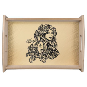 Virgo Zodiac Antique Look Serving Tray