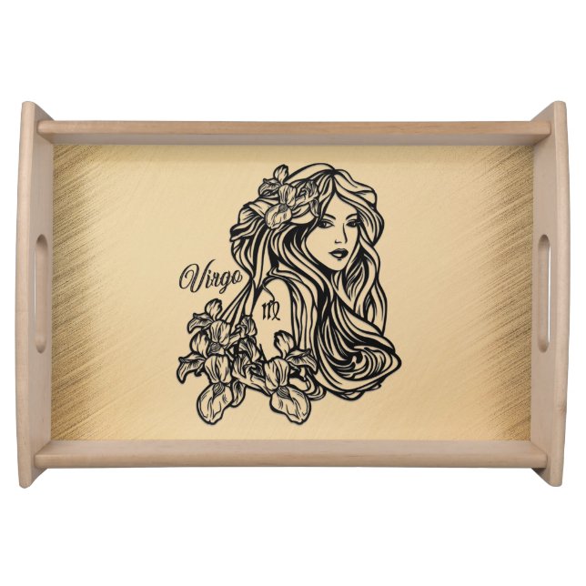 Virgo Zodiac Antique Look Serving Tray (Front)