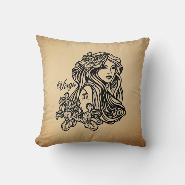 Virgo Zodiac Antique Look Throw Pillow (Front)