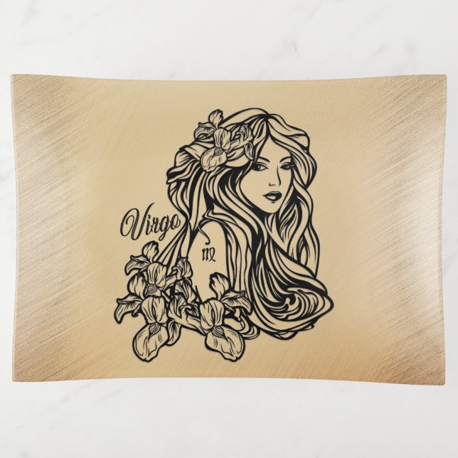 Virgo Zodiac Antique Look Trinket Tray (Front)