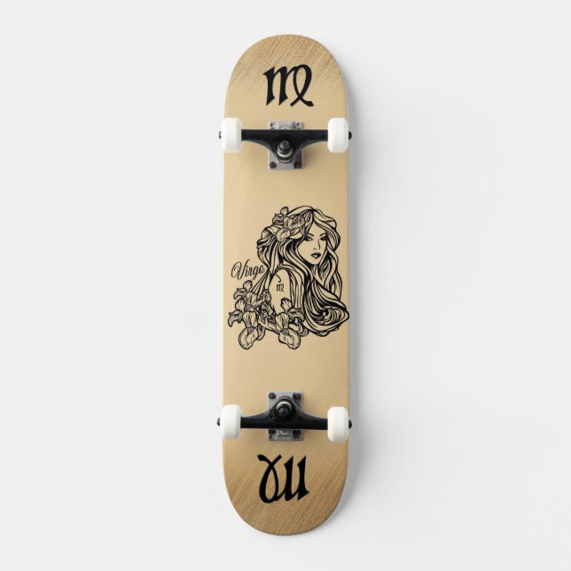 Virgo Zodiac Antique  Skateboard (Front)
