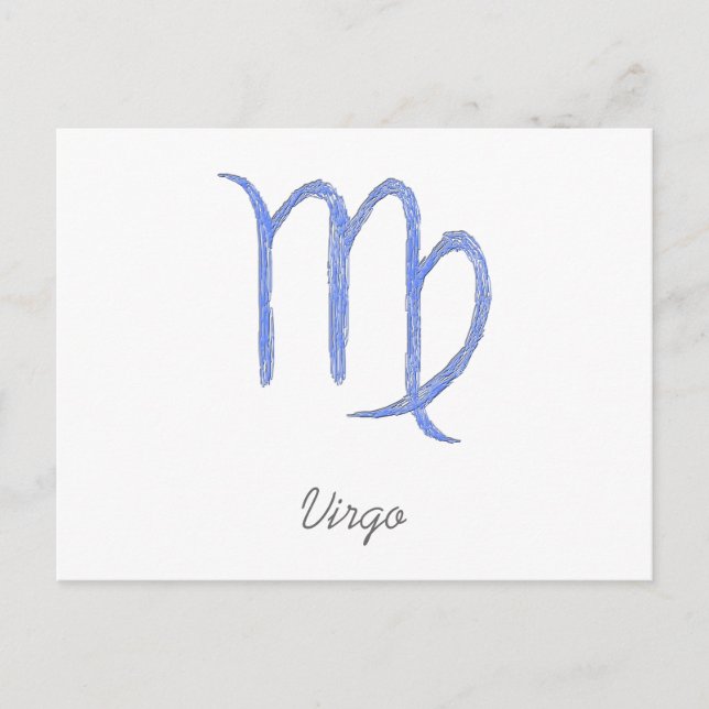 Virgo. Zodiac Astrological Sign. Blue. Postcard (Front)
