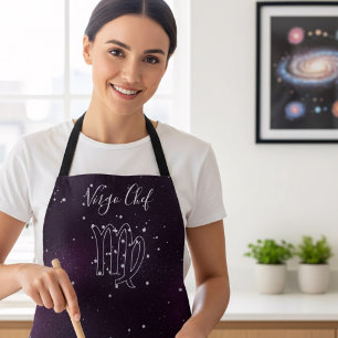 Virgo Zodiac Astrology Purple Galaxy Apron