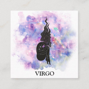 *~* VIRGO Zodiac Astrology Readings Pink Blue Square Business Card