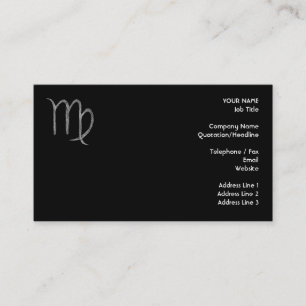 Virgo. Zodiac Astrology Sign. Black. Business Card