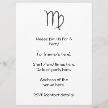 Virgo. Zodiac Astrology Sign. Black. Invitation by Graphics_By_Metarla at Zazzle