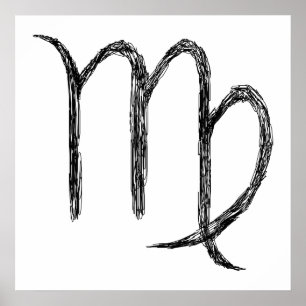 Virgo. Zodiac Astrology Sign. Black. Poster